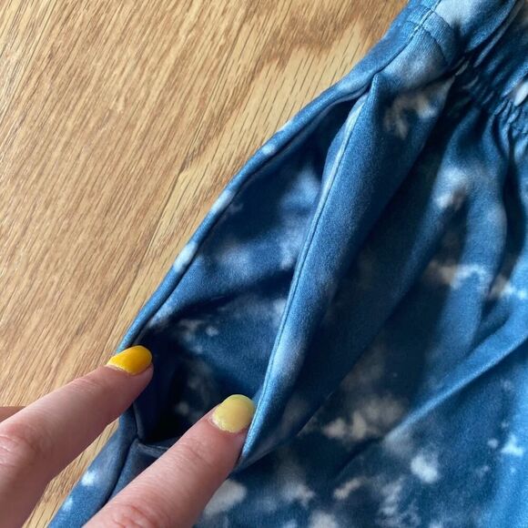 2 Piece Tie Dye Short Sleeve Long Pants Lounge Set Blue Gray Large - Picture 8 of 12